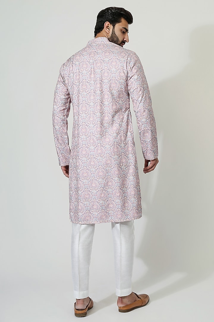 Pastel Purple Silk Blend & Cotton Silk Embroidered Kurta Set by Chatenya Mittal at Pernia's Pop Up Shop