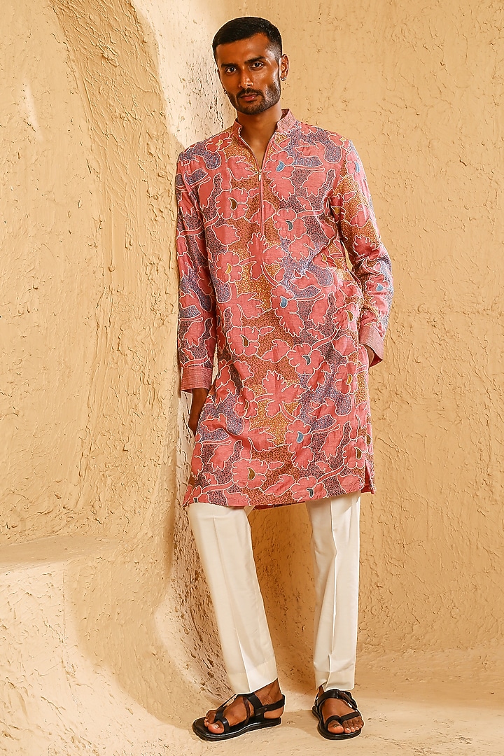 Multi-Colored Silk Blend Kurta Set by Chatenya Mittal at Pernia's Pop Up Shop