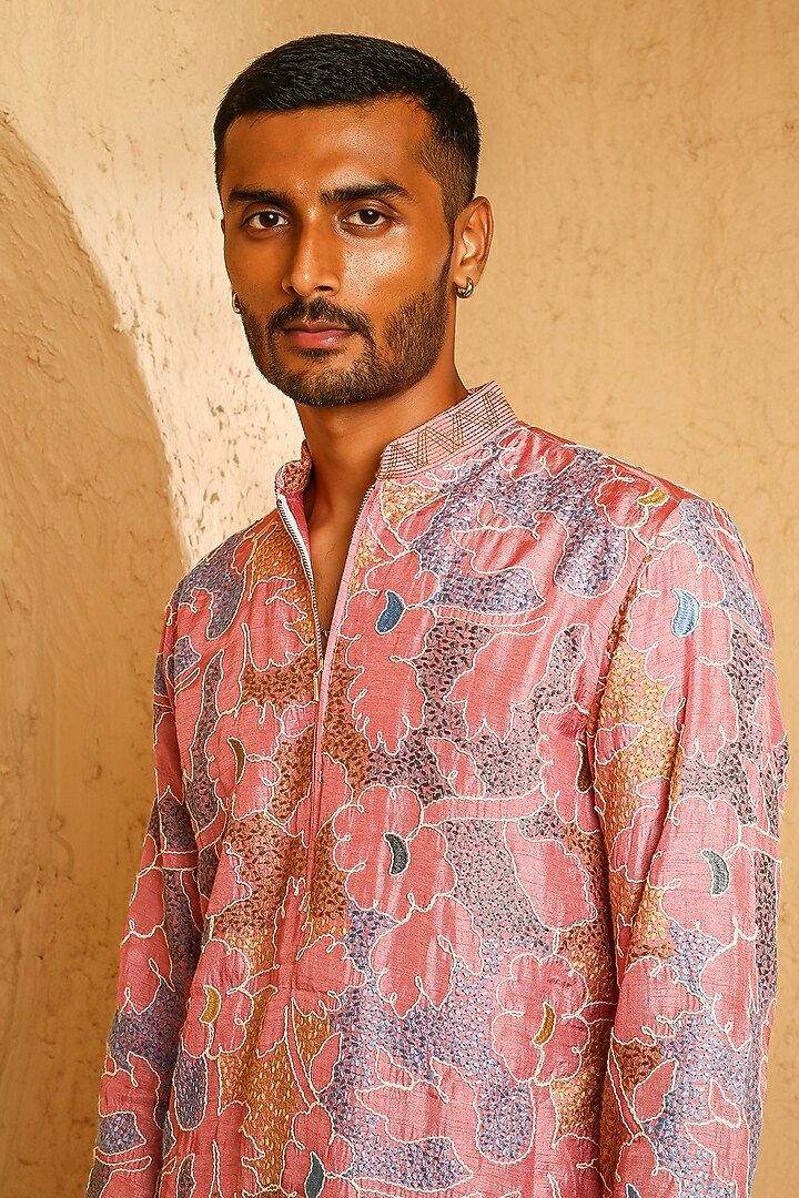 Multi-Colored Silk Blend Kurta Set by Chatenya Mittal at Pernia's Pop Up Shop