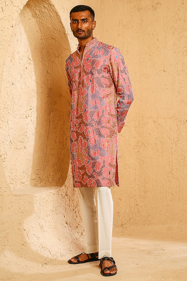Multi-Colored Silk Blend Kurta Set by Chatenya Mittal at Pernia's Pop Up Shop