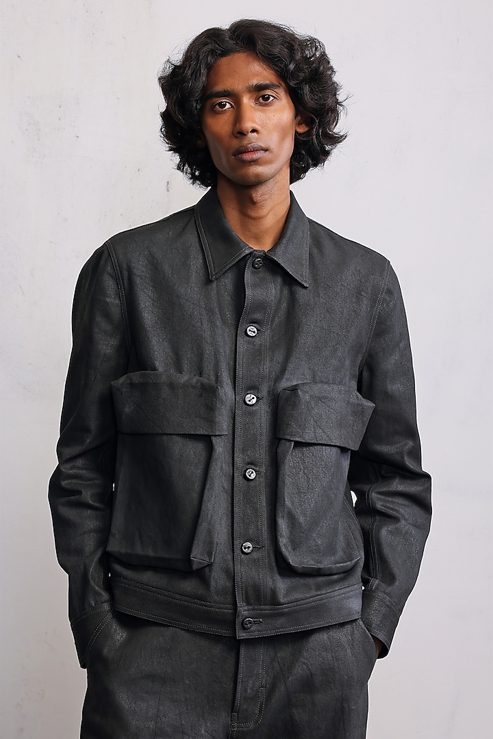 Concrete Grey Cotton Denim Jacket by Countrymade at Pernia's Pop Up Shop