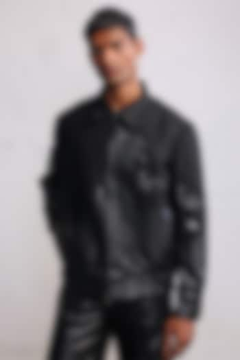 Black Linen Cotton Twill Patch Work Bomber Jacket by Countrymade at Pernia's Pop Up Shop