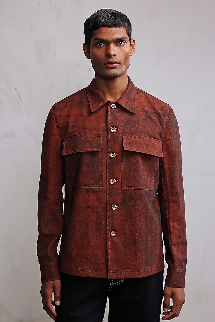 Rust Coated Denim Jacket by Countrymade at Pernia's Pop Up Shop