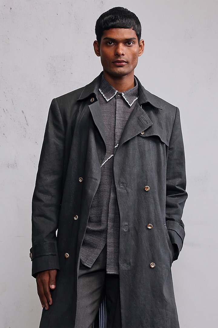 Concrete Grey Coated Cotton Denim Jacket by Countrymade at Pernia's Pop Up Shop