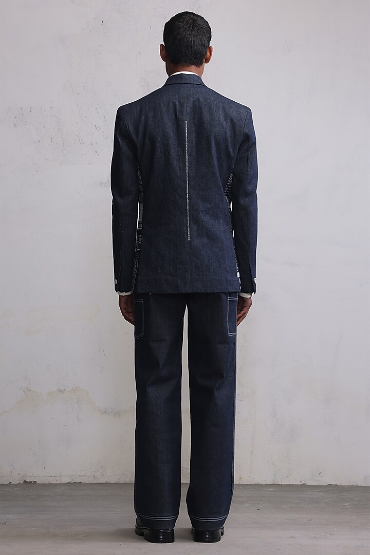 Navy Selvedge Denim Hand Embroidered Blazer by Countrymade at Pernia's Pop Up Shop