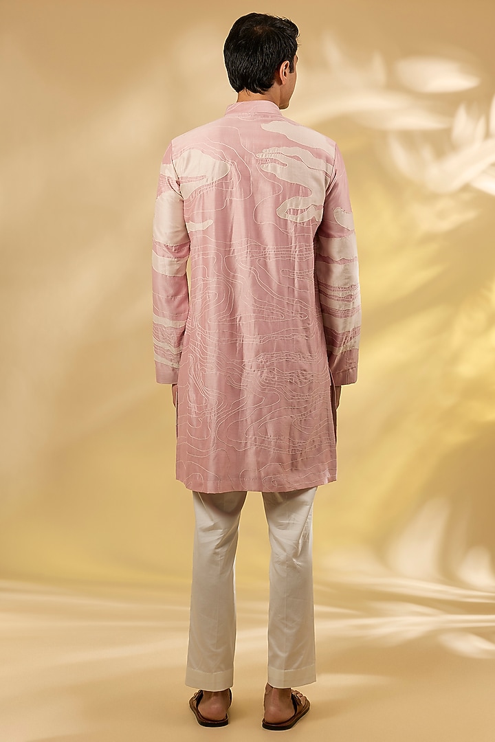 Old Rose Pink Chanderi Embroidered Kurta Set by Countrymade at Pernia's Pop Up Shop
