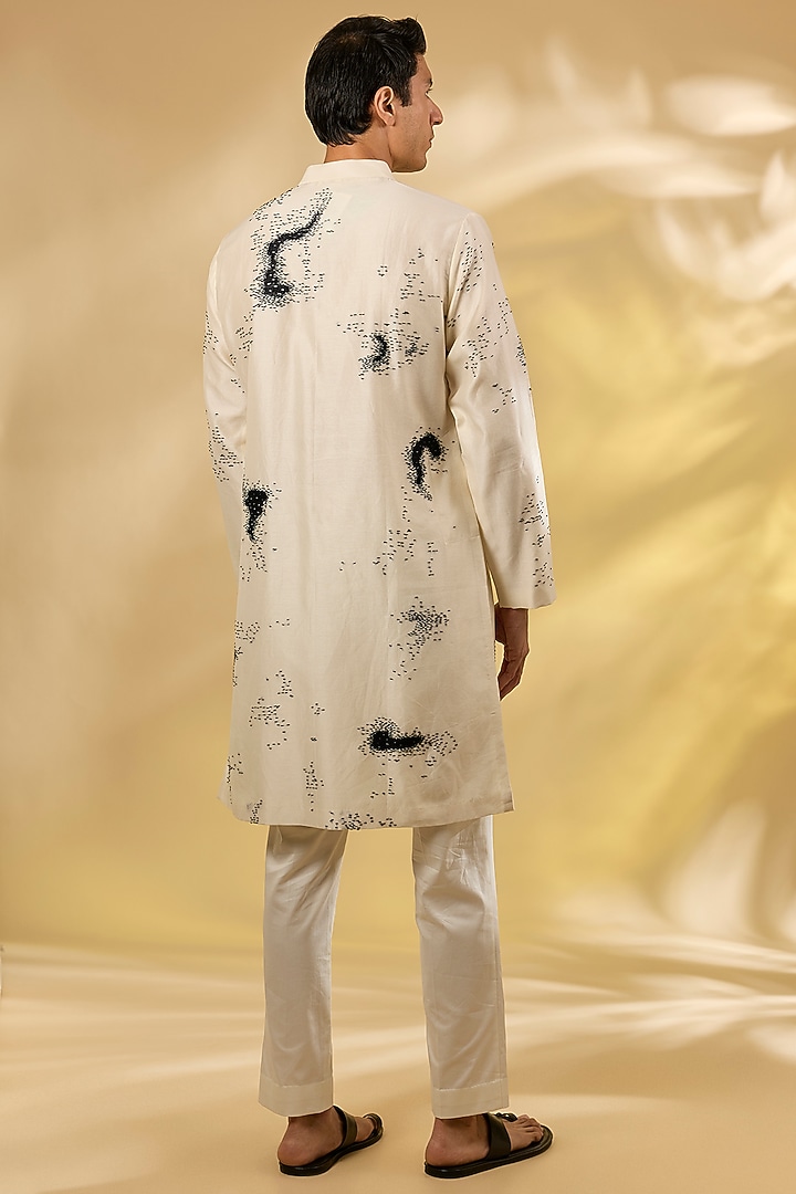 Hand woven Chanderi stripes printed kurta