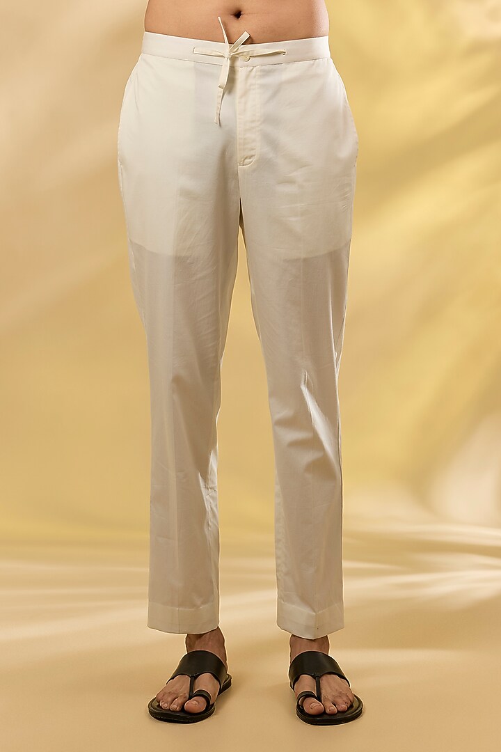 Ivory Chanderi Hand Embroidered Kurta Set by Countrymade at Pernia's Pop Up Shop