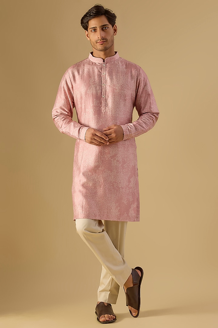 Old Rose Silk Printed Kurta by Countrymade at Pernia's Pop Up Shop
