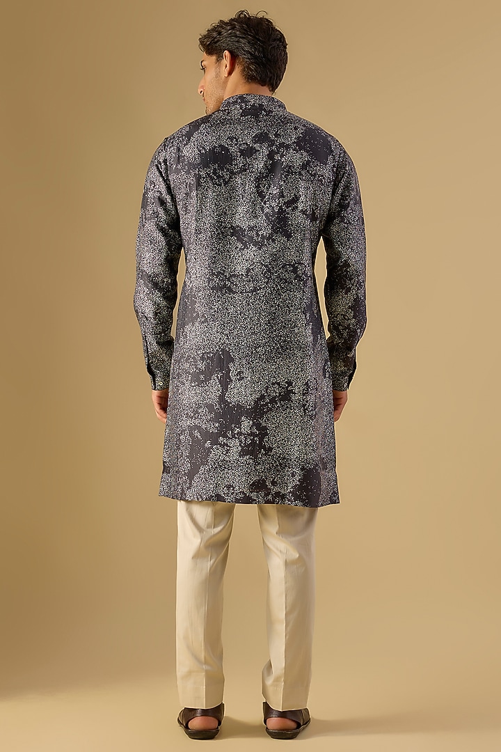 Black Silk Printed Kurta by Countrymade at Pernia's Pop Up Shop