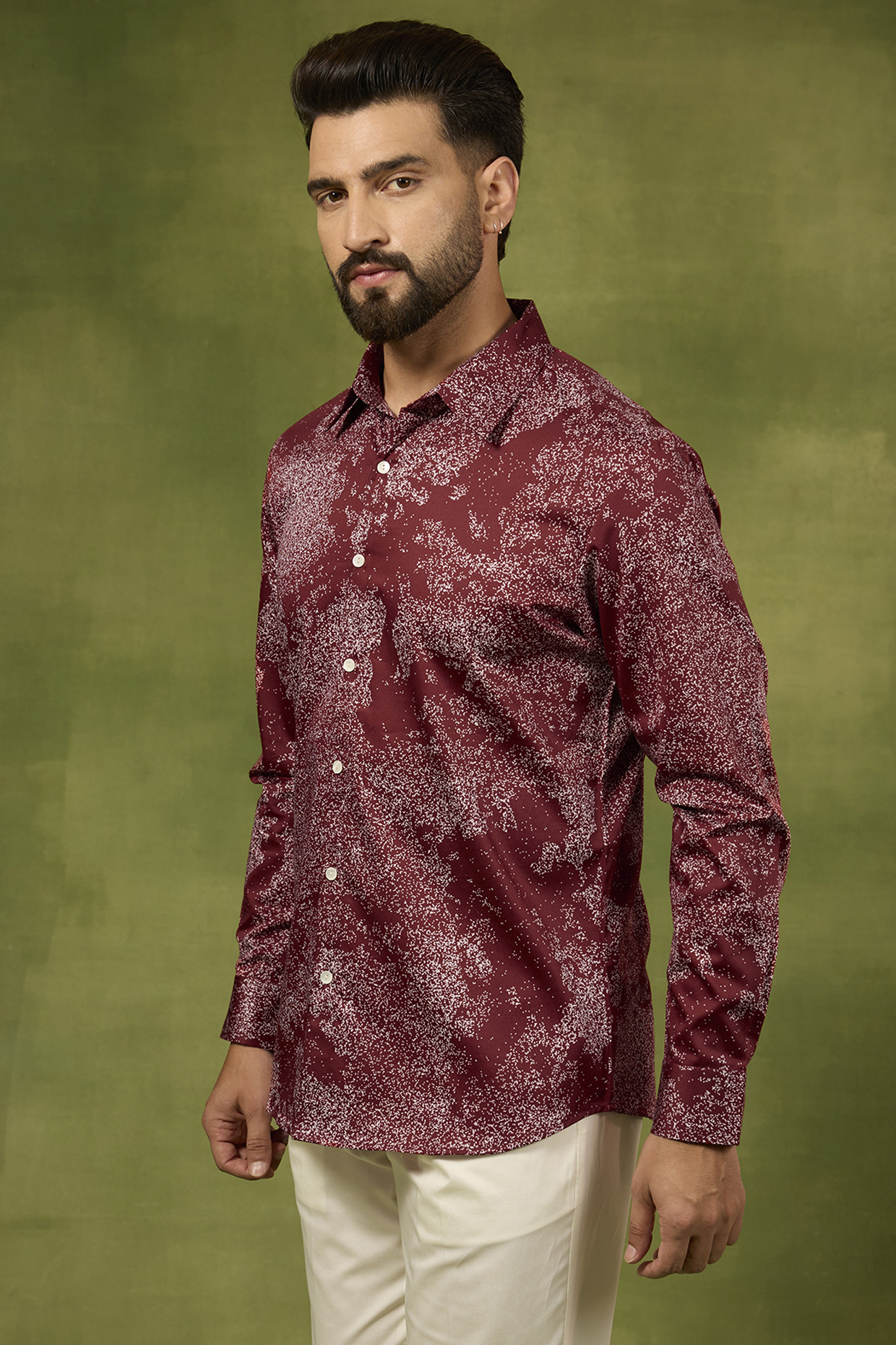 Red Cotton Sandstorm Printed Shirt by Countrymade