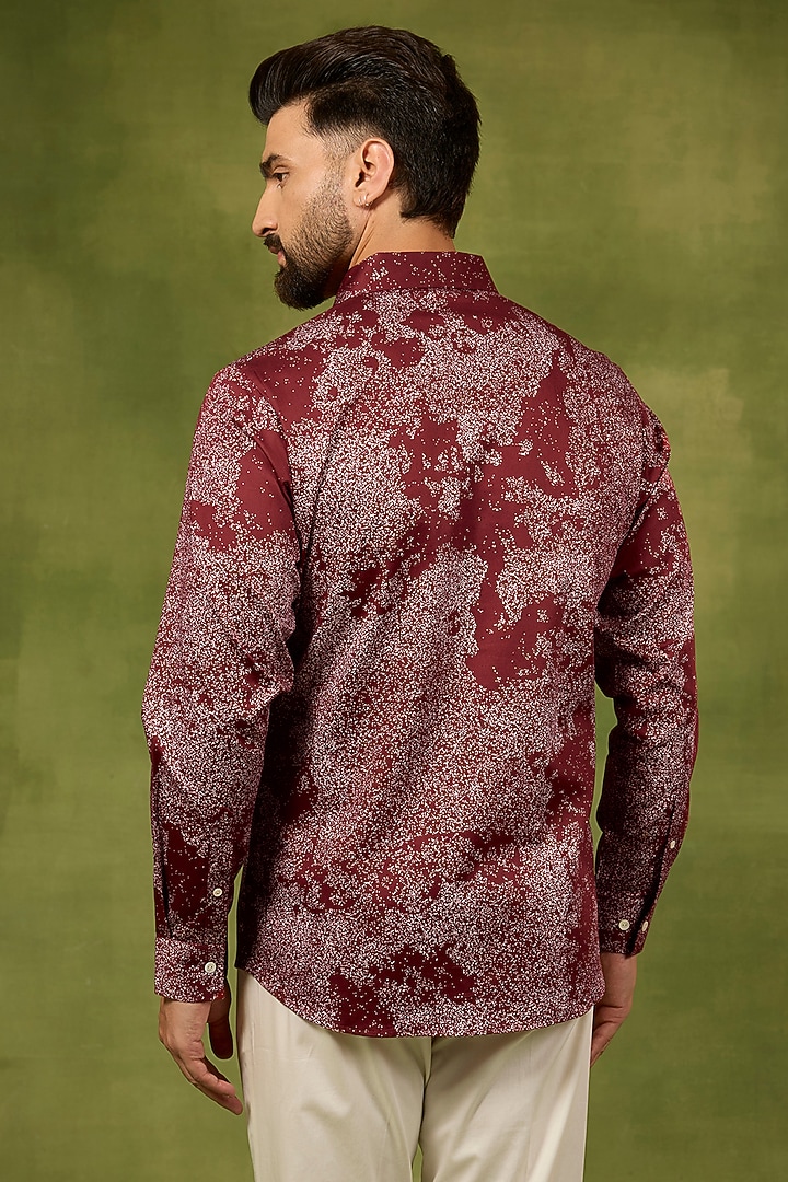 Red Cotton Sandstorm Printed Party Wear Shirt by Countrymade at Pernia's Pop Up Shop