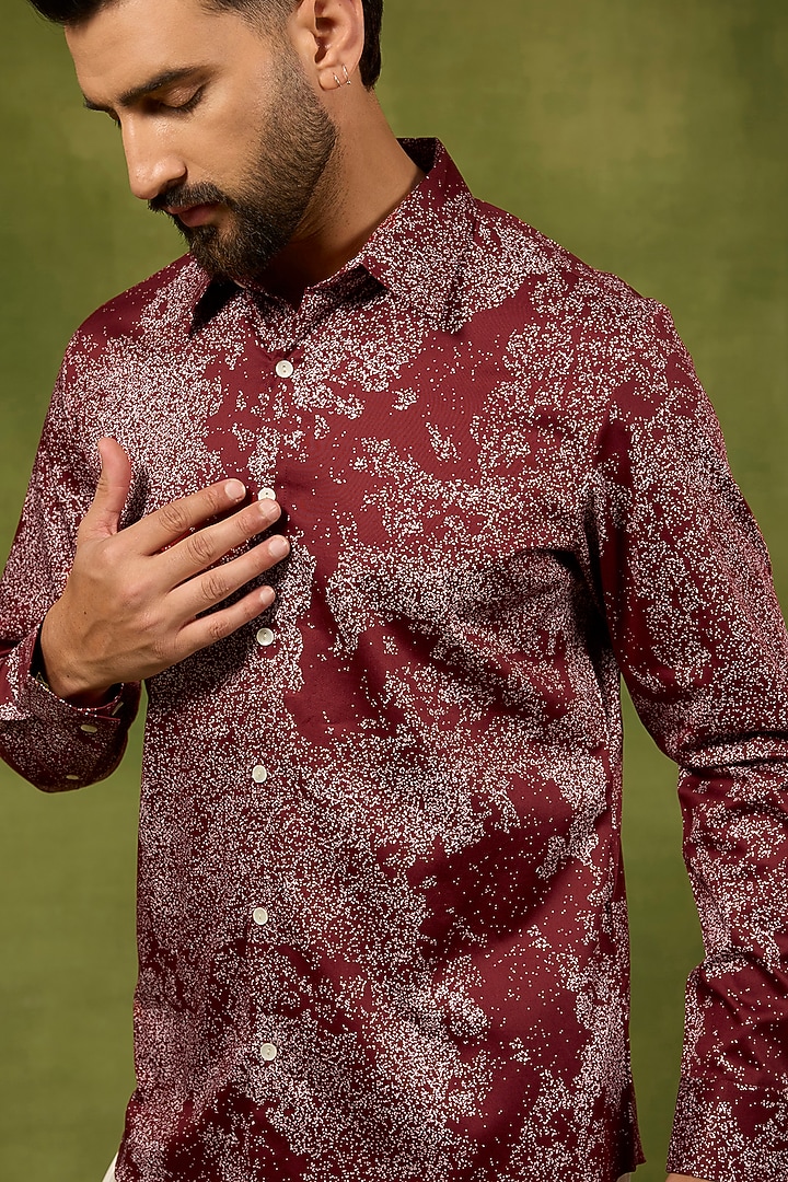 Red Cotton Sandstorm Printed Party Wear Shirt by Countrymade at Pernia's Pop Up Shop