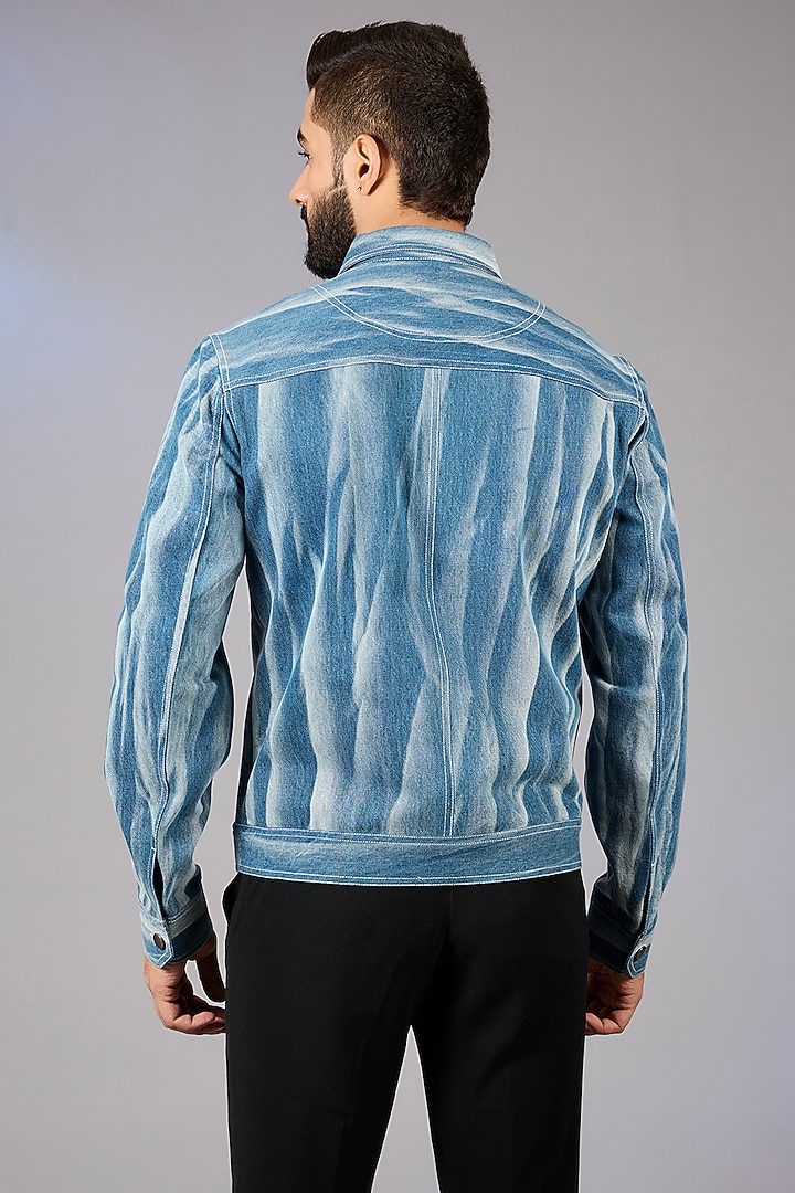 Navy Denim Stone-Washed Bomber Jacket by Countrymade at Pernia's Pop Up Shop