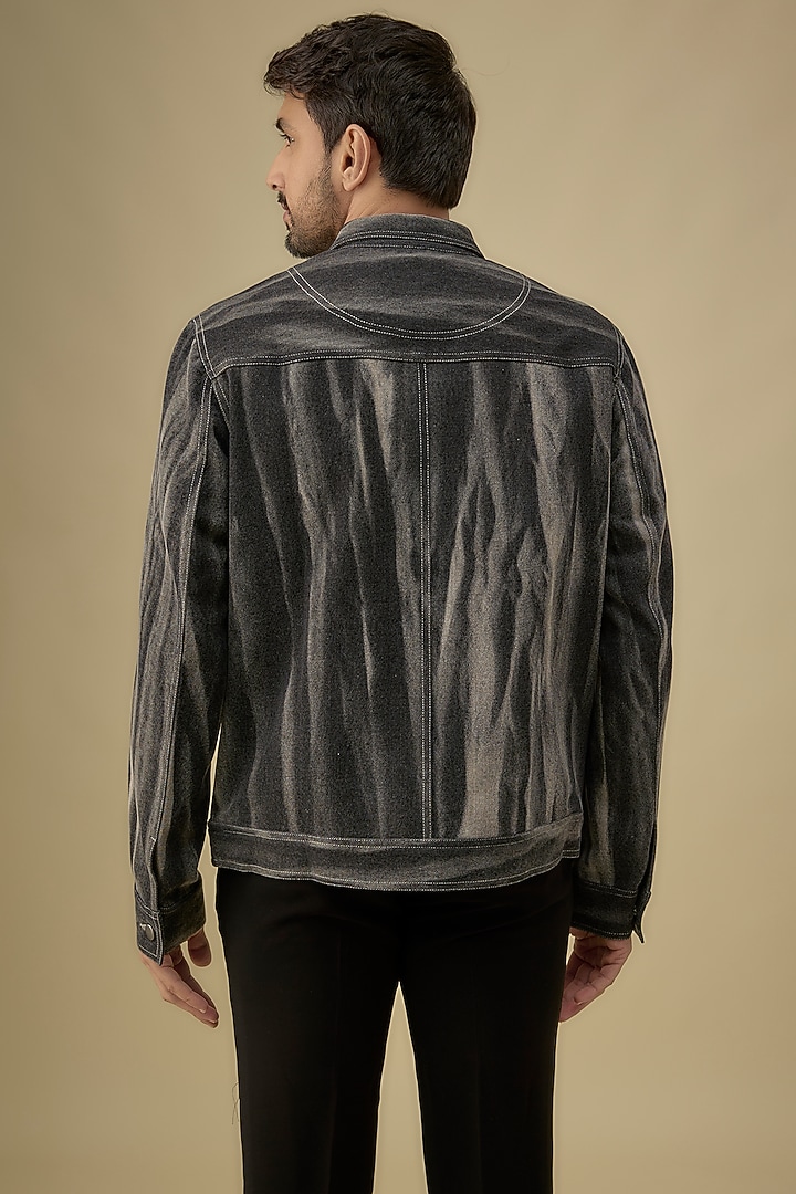 Grey Denim Stone-Washed Bomber Jacket by Countrymade at Pernia's Pop Up Shop