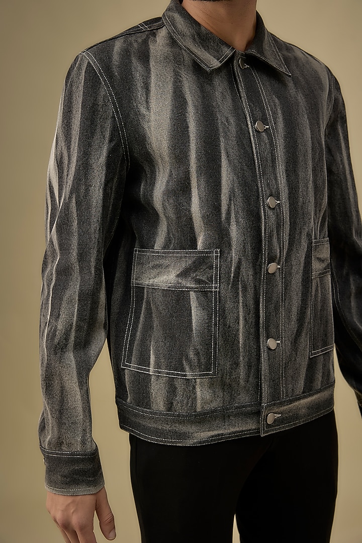 Grey Denim Stone-Washed Bomber Jacket by Countrymade at Pernia's Pop Up Shop