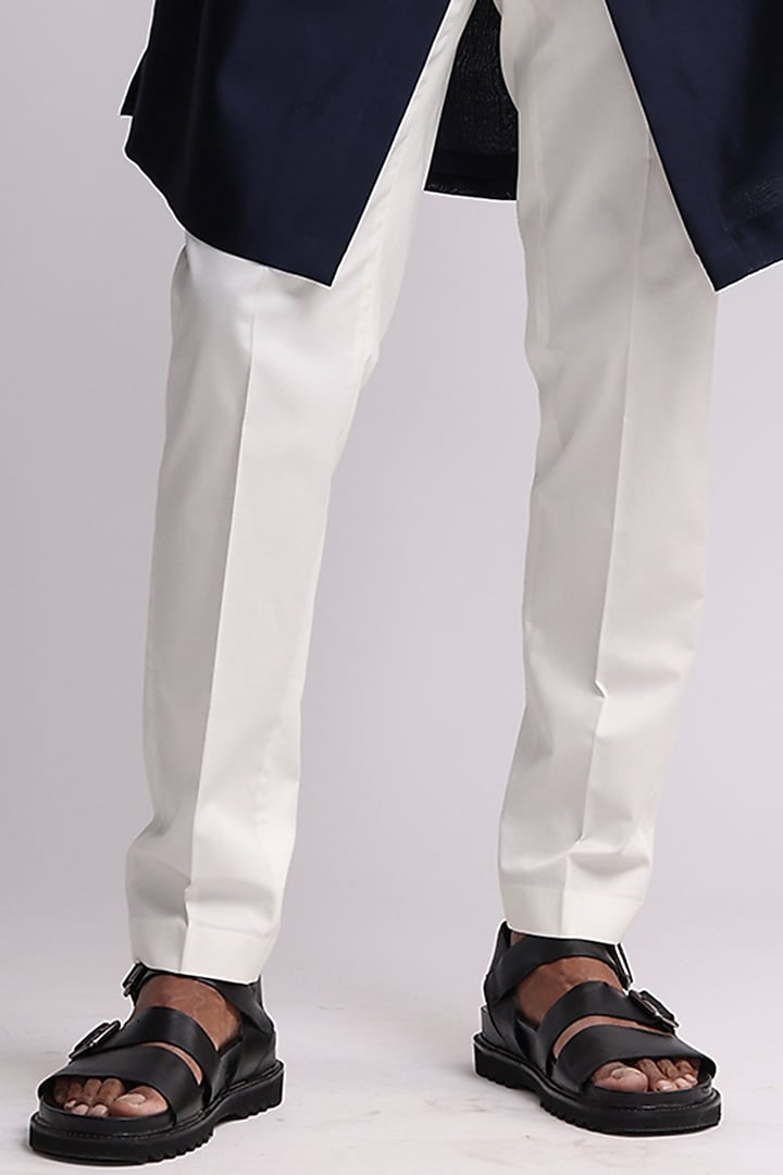 Navy Blue Chanderi Embroidered Kurta Set by Countrymade at Pernia's Pop Up Shop
