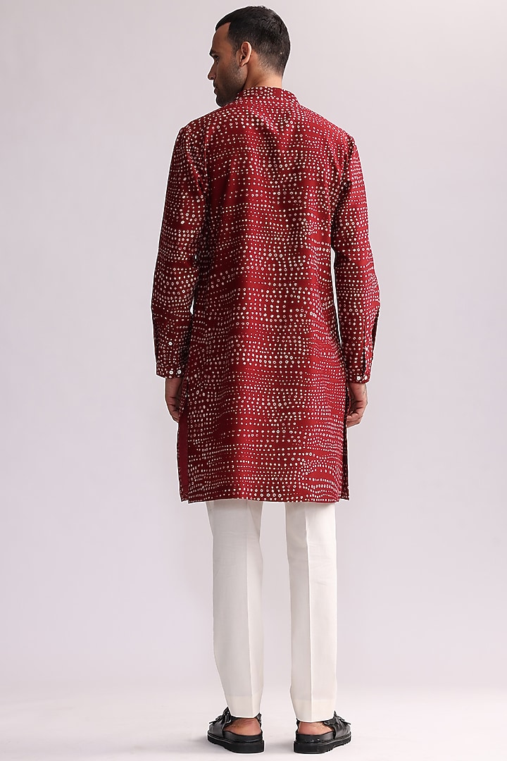 Red Chanderi Aboriginal Printed Kurta by Countrymade at Pernia's Pop Up Shop