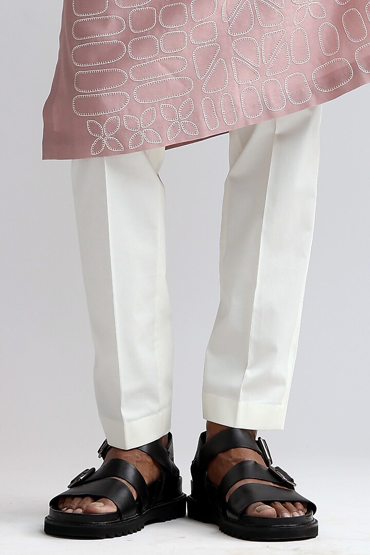 Old Rose Pink Chanderi Embroidered Kurta Set by Countrymade at Pernia's Pop Up Shop
