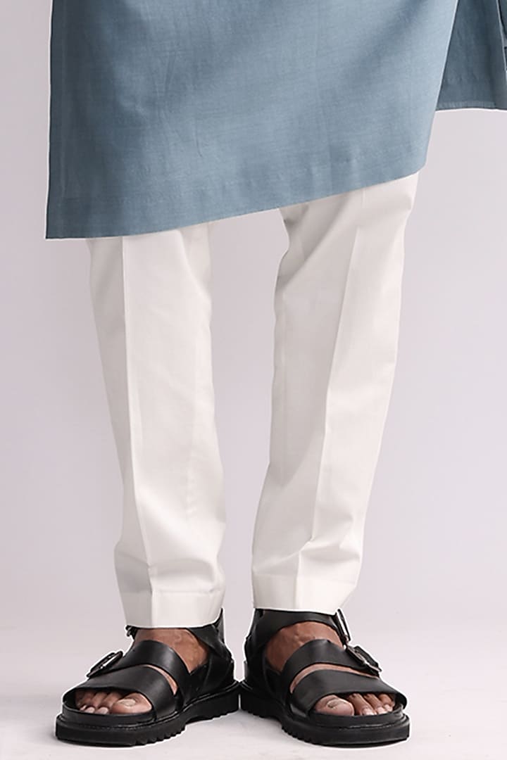 Light Blue Chanderi Embroidered Kurta Set by Countrymade at Pernia's Pop Up Shop