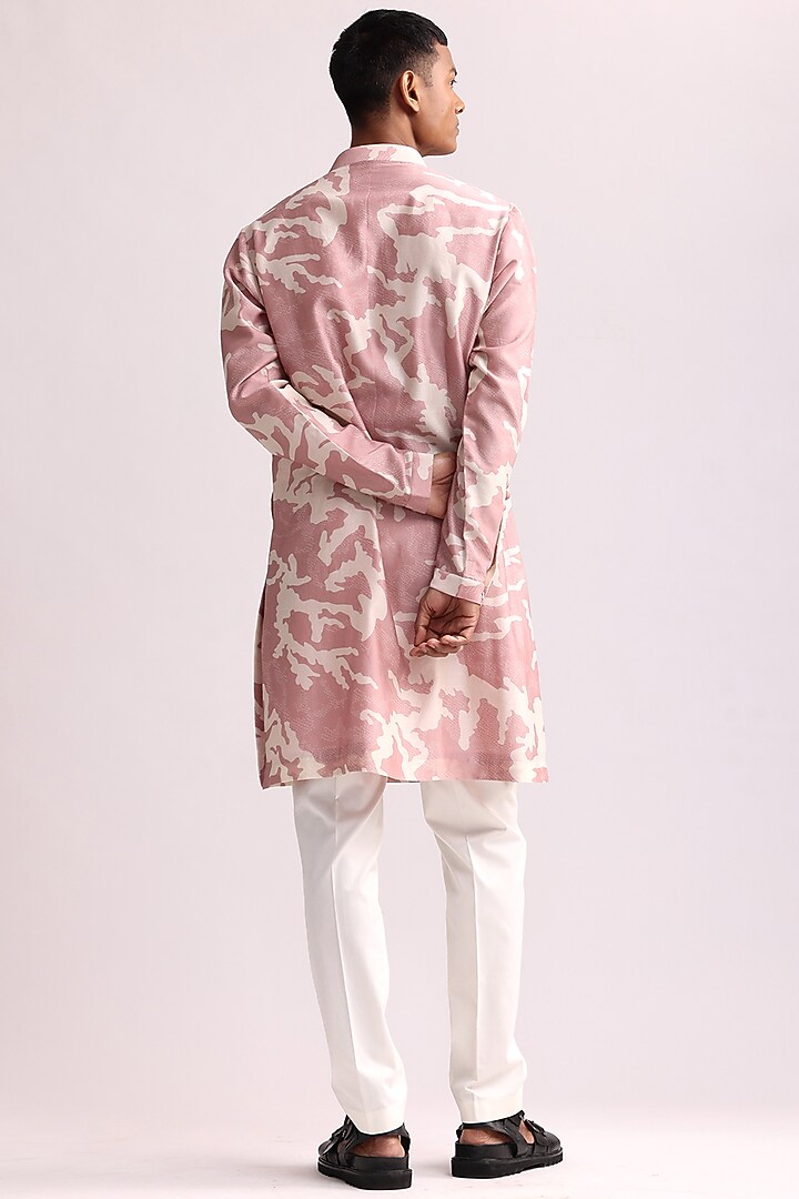 Old Rose Pink Chanderi Printed Kurta by Countrymade at Pernia's Pop Up Shop