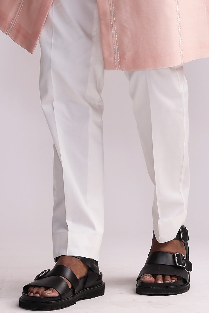 Old Rose Pink Chanderi Patched Embroidered Kurta Set by Countrymade at Pernia's Pop Up Shop