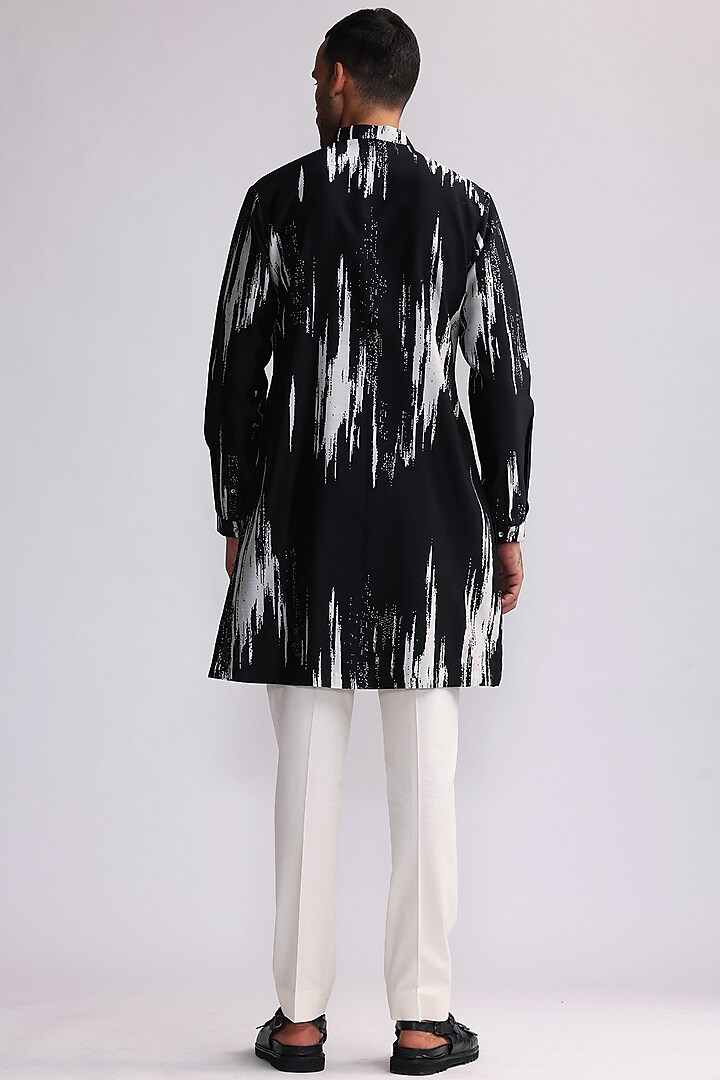 Black Chanderi Printed Kurta by Countrymade at Pernia's Pop Up Shop