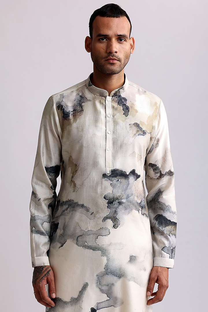 Multi-Colored Silk Chromite Printed Kurta by Countrymade at Pernia's Pop Up Shop