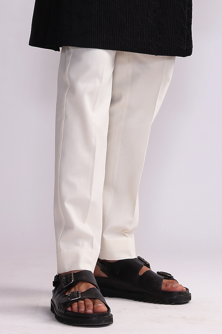 Black Chanderi Embroidered Pintucks Kurta Set by Countrymade at Pernia's Pop Up Shop
