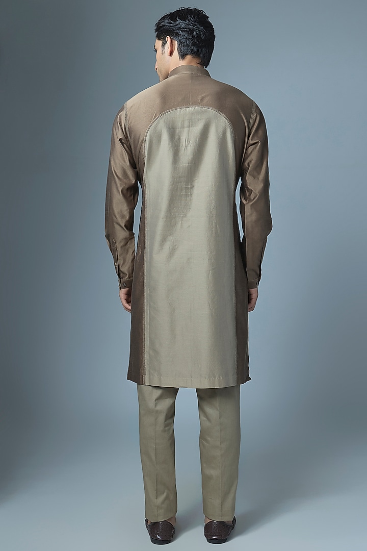 Brown Chanderi Kurta Set by Countrymade at Pernia's Pop Up Shop