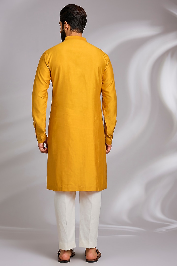 Mustard Silk Kurta Set by Countrymade at Pernia's Pop Up Shop