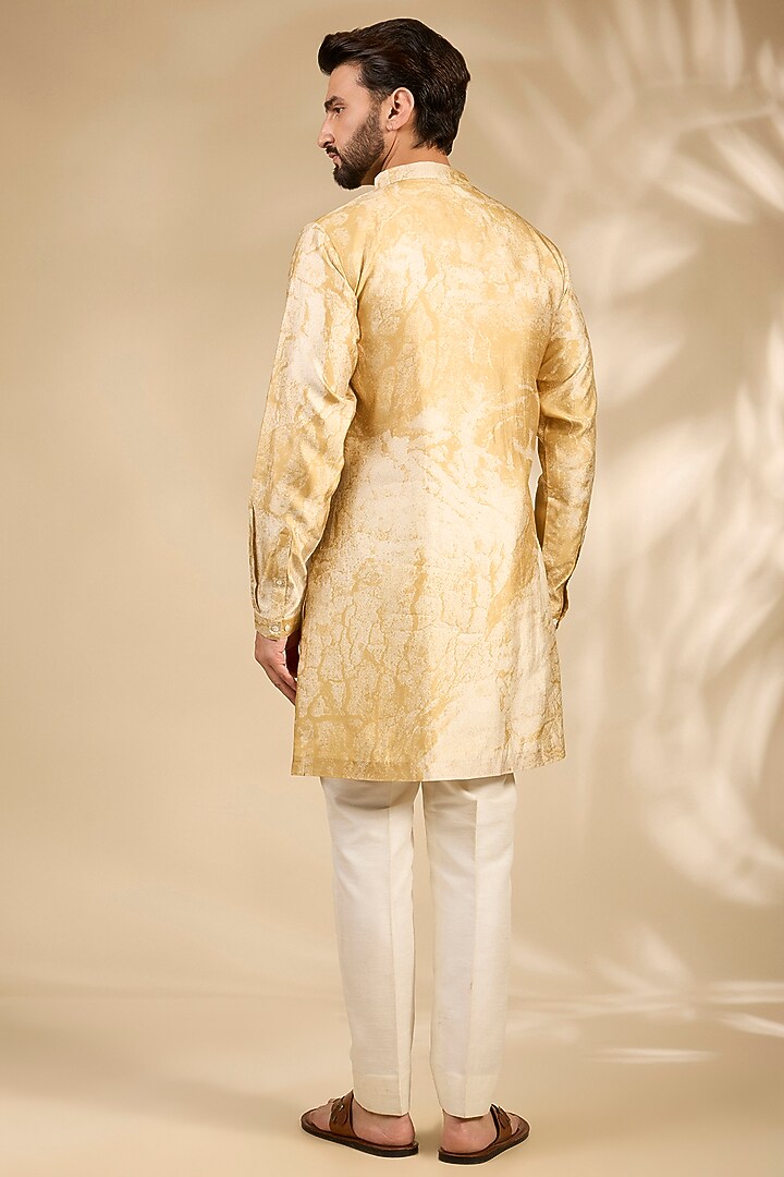 Mustard Silk Printed Kurta by Countrymade at Pernia's Pop Up Shop