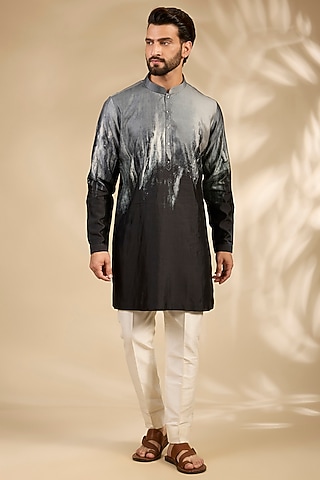 Multi-Colored Silk Printed Kurta by Countrymade