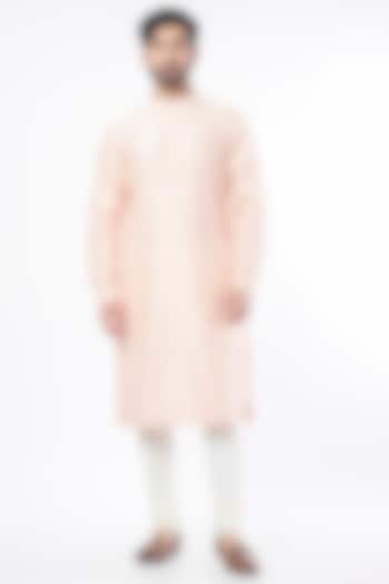 Blush Pink Cotton Silk Zardosi Hand Embroidered Kurta Set by Countrymade at Pernia's Pop Up Shop