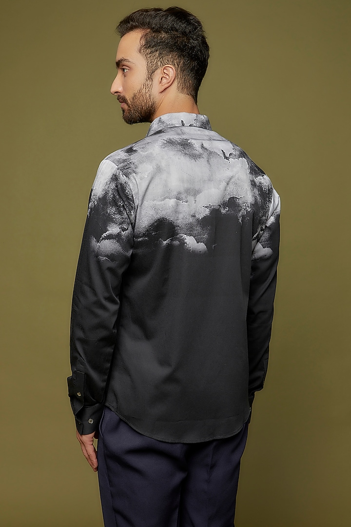 Black Cotton Digital Printed Party Wear Shirt by Countrymade at Pernia's Pop Up Shop