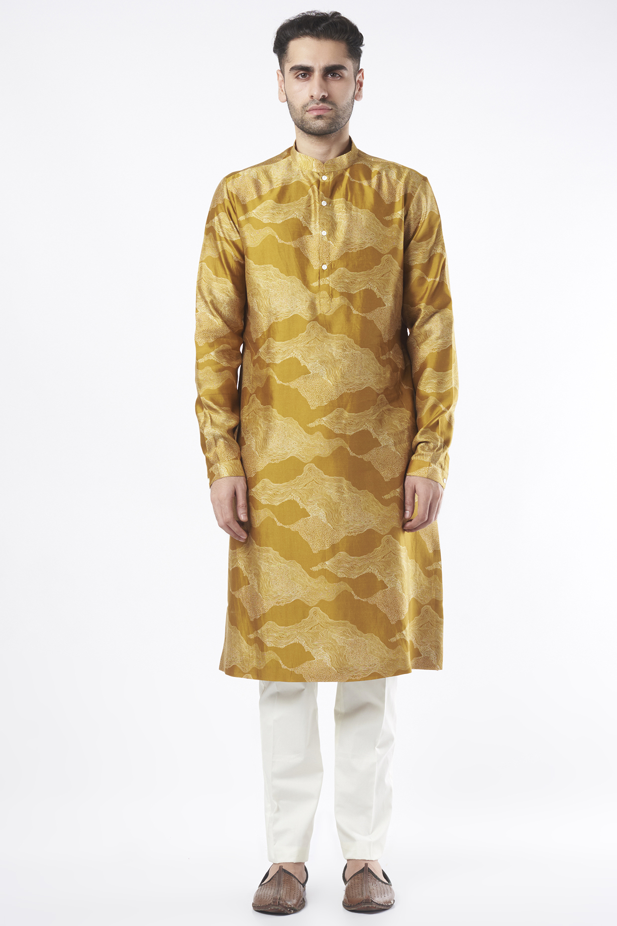 Mustard Printed Kurta by Countrymade