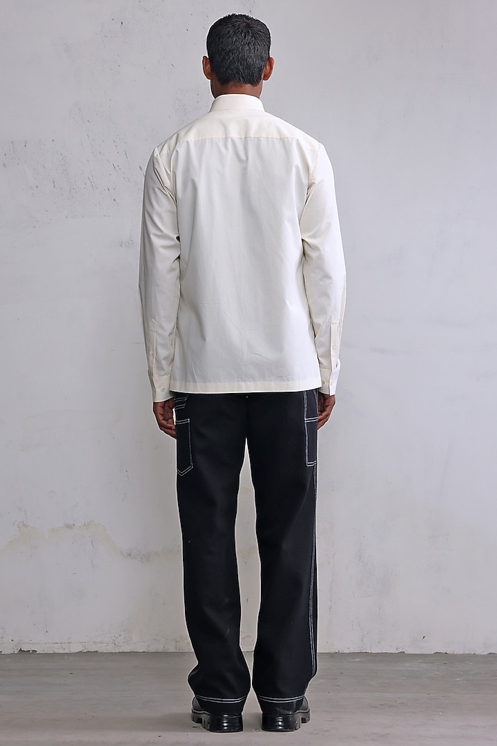 White Cotton Satin Embroidered Shirt by Countrymade at Pernia's Pop Up Shop