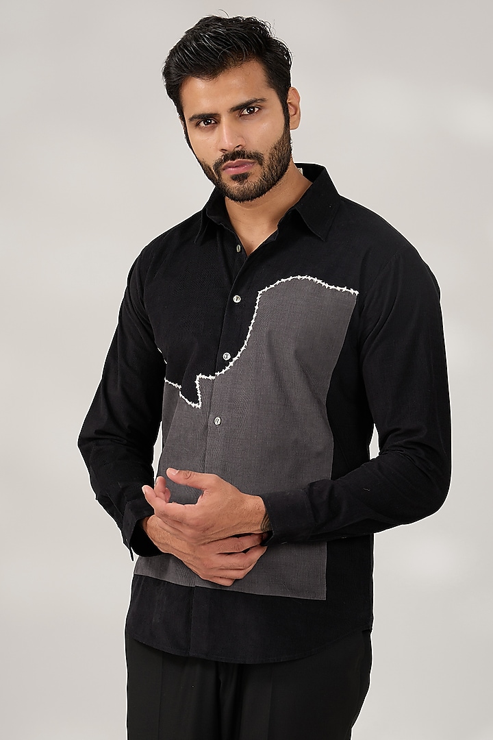 Black Cotton Shirt by Countrymade