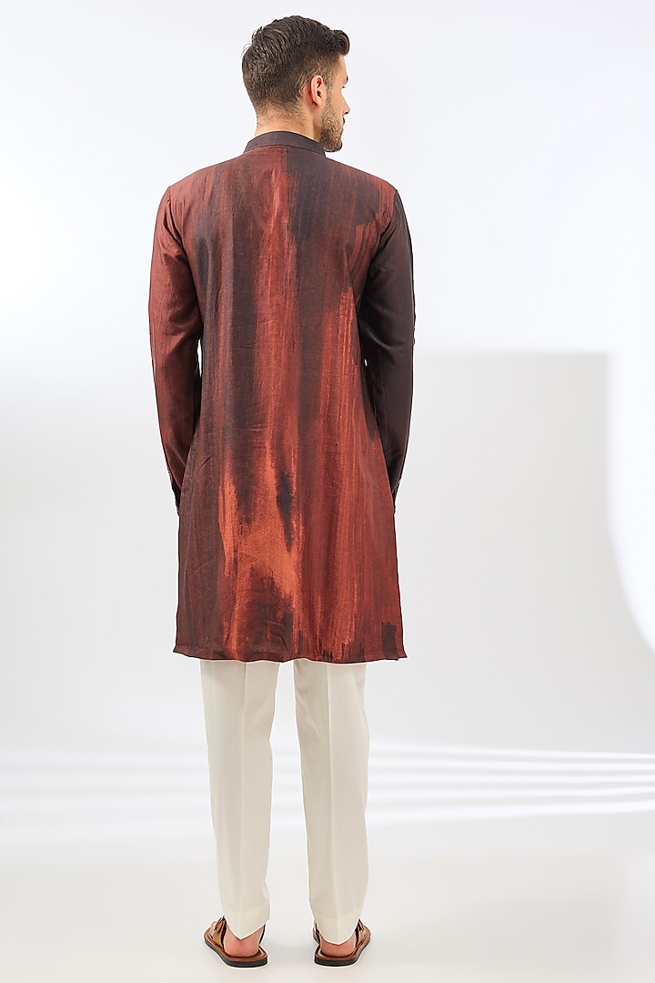 Rust silk Printed Kurta Set by Countrymade at Pernia's Pop Up Shop