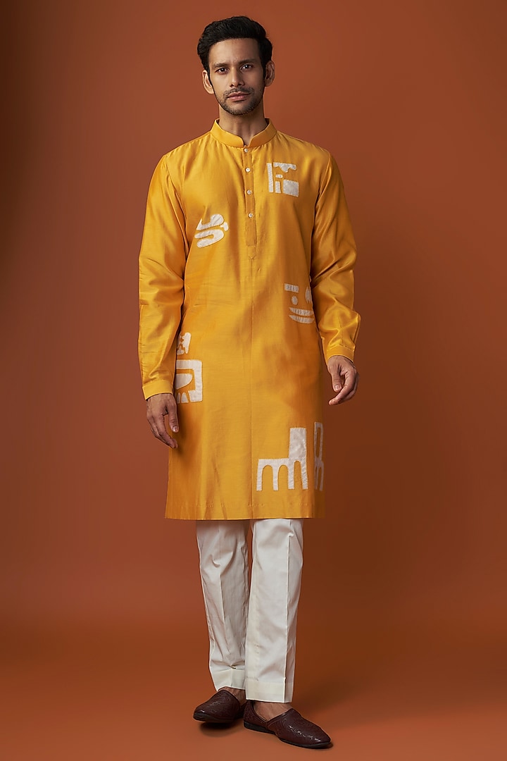 Mustard Cotton Printed Kurta Set by Countrymade at Pernia's Pop Up Shop