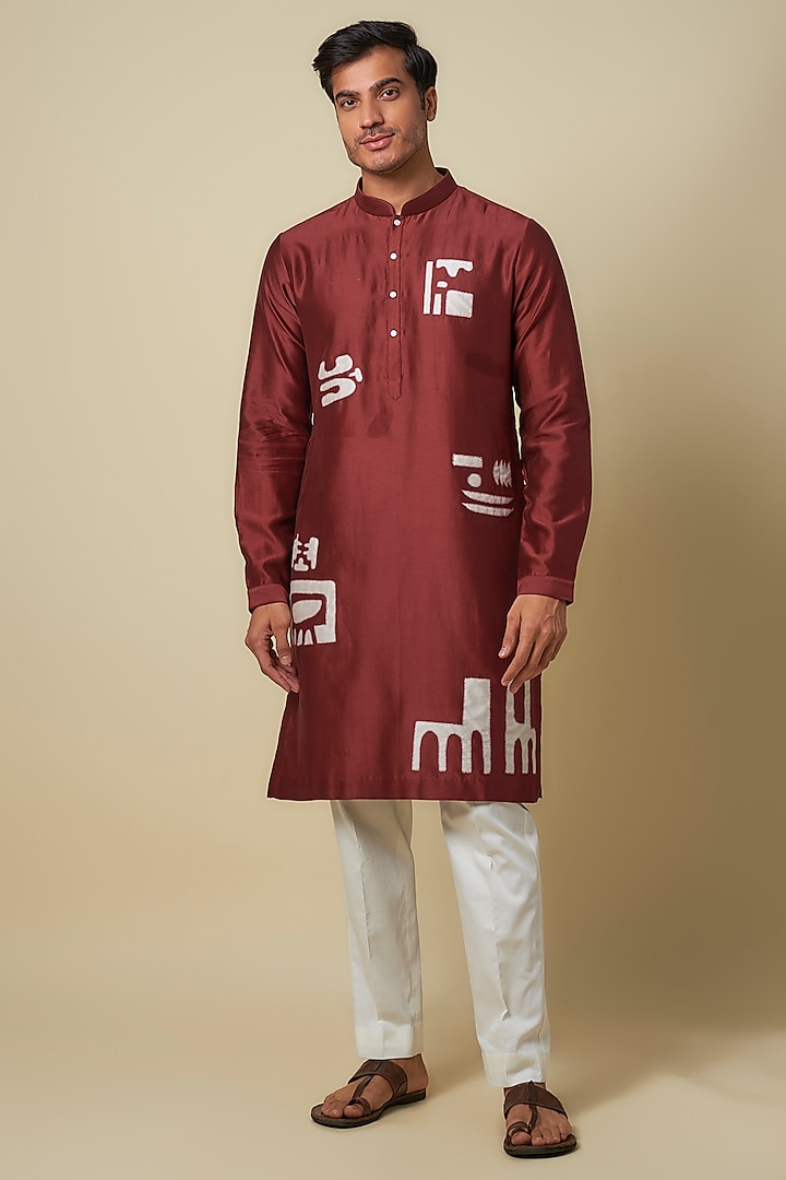 Red Cotton Printed Kurta Set by Countrymade at Pernia's Pop Up Shop