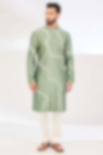 Sage Green Chanderi Embroidered Kurta Set by Countrymade at Pernia's Pop Up Shop