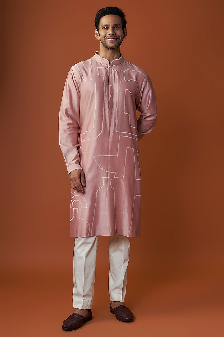 Onion Pink Cotton Printed Kurta Set by Countrymade at Pernia's Pop Up Shop