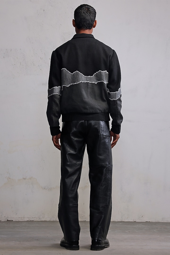 Black Cotton Herringbone & Cotton Denim Patch Work Jacket by Countrymade at Pernia's Pop Up Shop