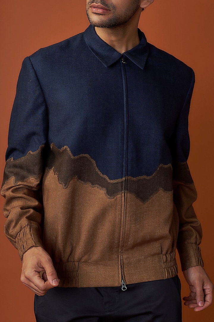 Multi-Colored Herringbone Embroidered Jacket by Countrymade at Pernia's Pop Up Shop