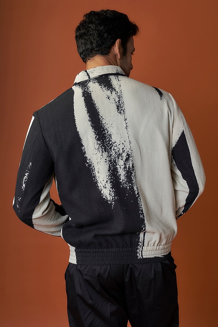 Black & White Cotton Digital Printed Jacket by Countrymade at Pernia's Pop Up Shop