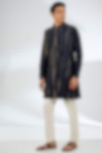 Navy Blue Chanderi Kurta by Countrymade