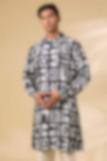 Black & Ivory Chanderi Kurta by Countrymade