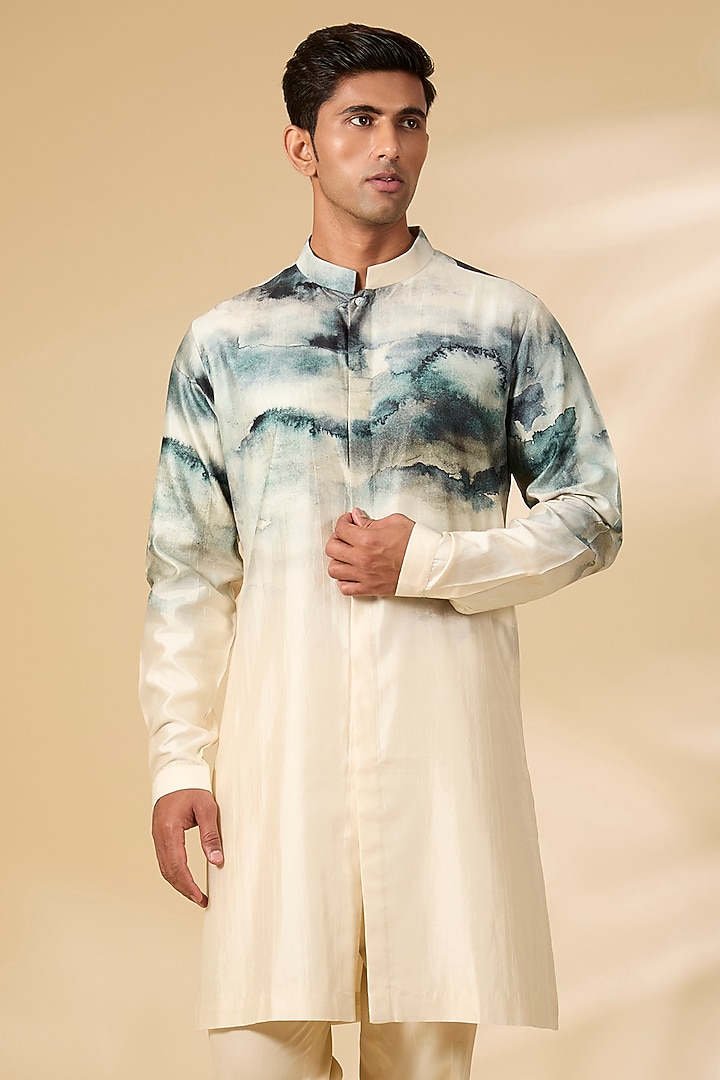 Ivory Chanderi Kurta by Countrymade at Pernia's Pop Up Shop