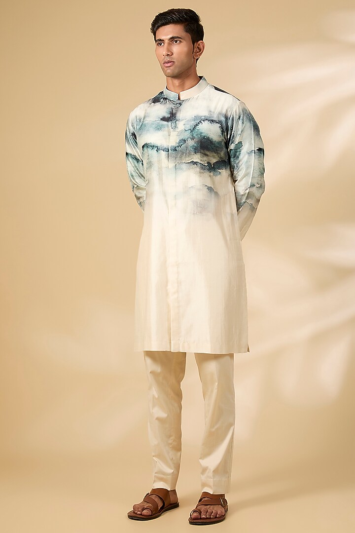 Ivory Chanderi Kurta by Countrymade at Pernia's Pop Up Shop